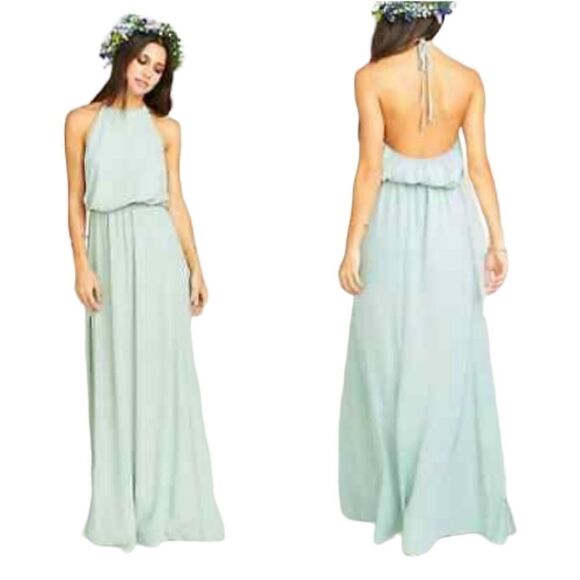 Show Me Your Mumu Heather Halter Formal Dress in Dusty Mint Crisp Size Medium - Picture 5 of 7